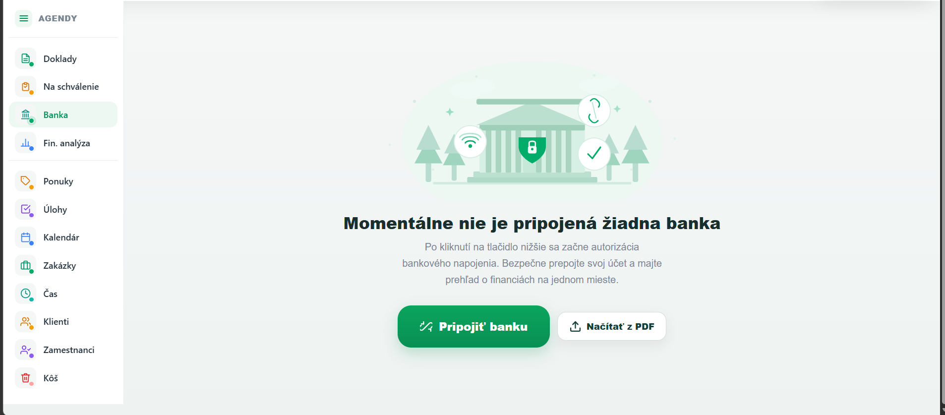 Účtoria, Momentálne nie je pripojená žiadna banka