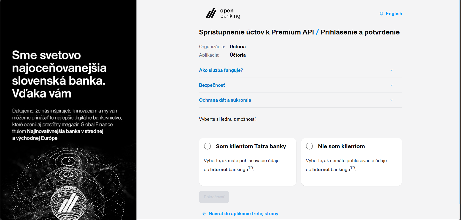 Open banking, Sprístupnenie účtov k Premium API