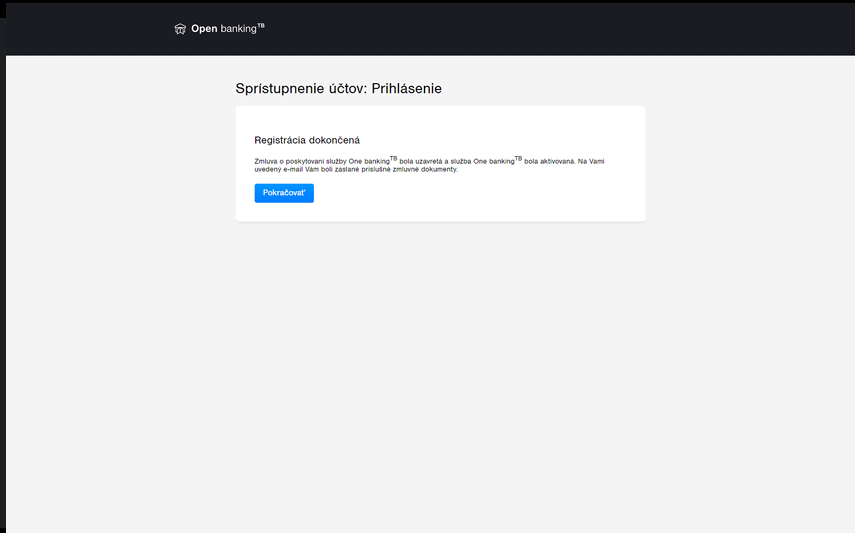 Registrácia dokončená