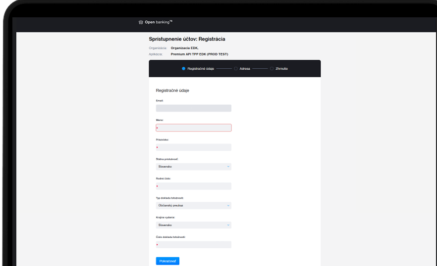 Registrácia, registračné údaje