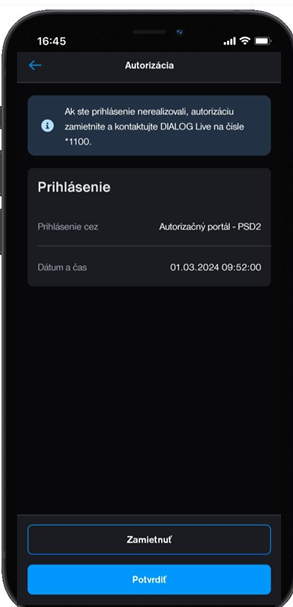 Potvrdenie autorizácie