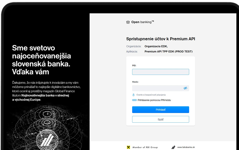 Prihlásenie pomocou PIN kódu