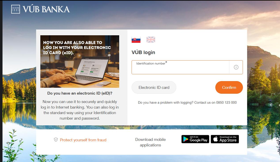 VÚB login, identifikačné číslo